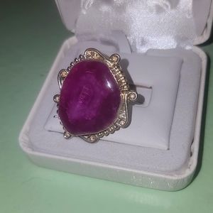 Large silver stone ring